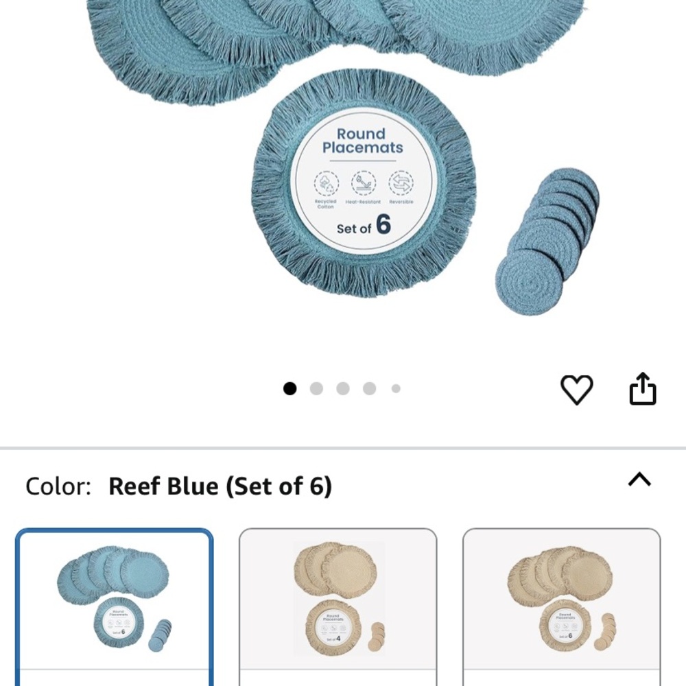 NEW Fine Living Set of 6 Braided Placemats W Coasters